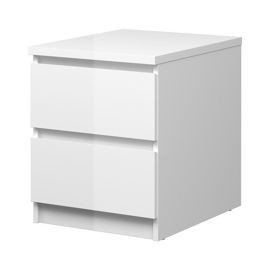 Szafka nocna z szufladami biała wysoki połysk 40 cm Naia