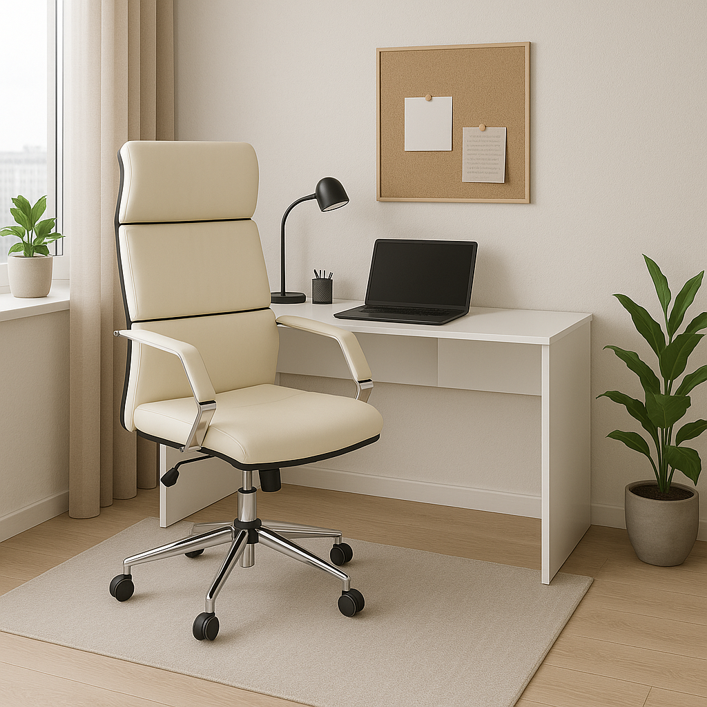 biały fotel biurowy z ekoskóry Costa