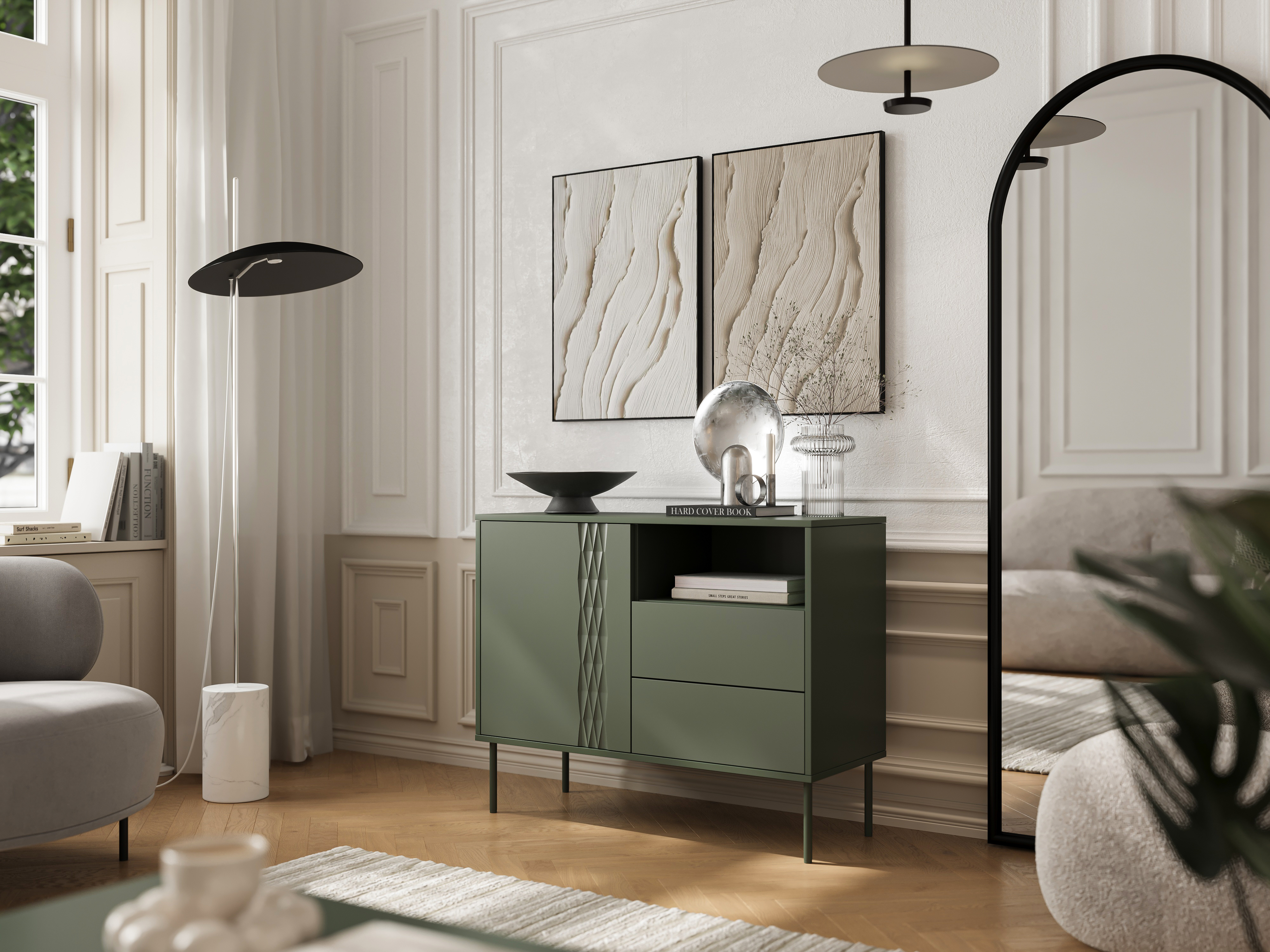  komoda_z_szufladami_i_drzwiami_Aurelia_100_cm_zielona_mat