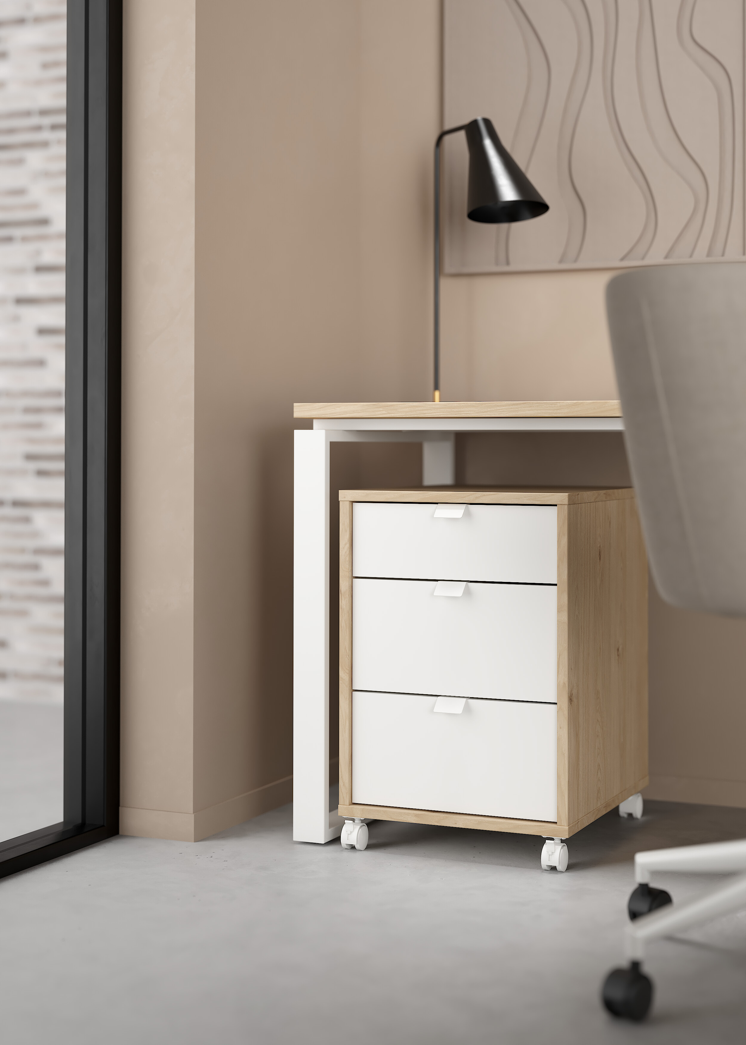 kontenerek pod biurko Sign jackson hickory / biały mat