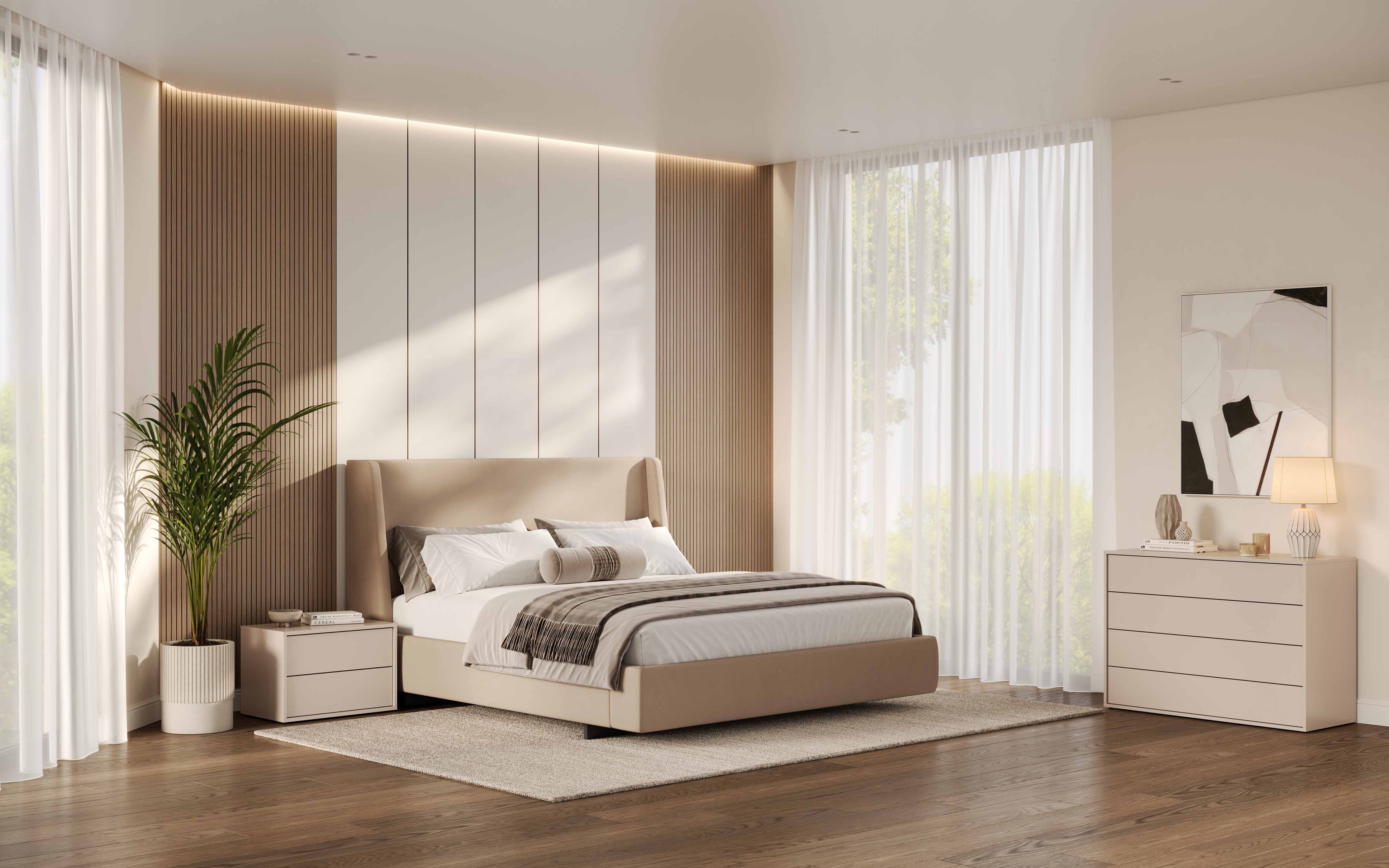 łóżko tapicerowane Bruno beżowe 160x200 cm