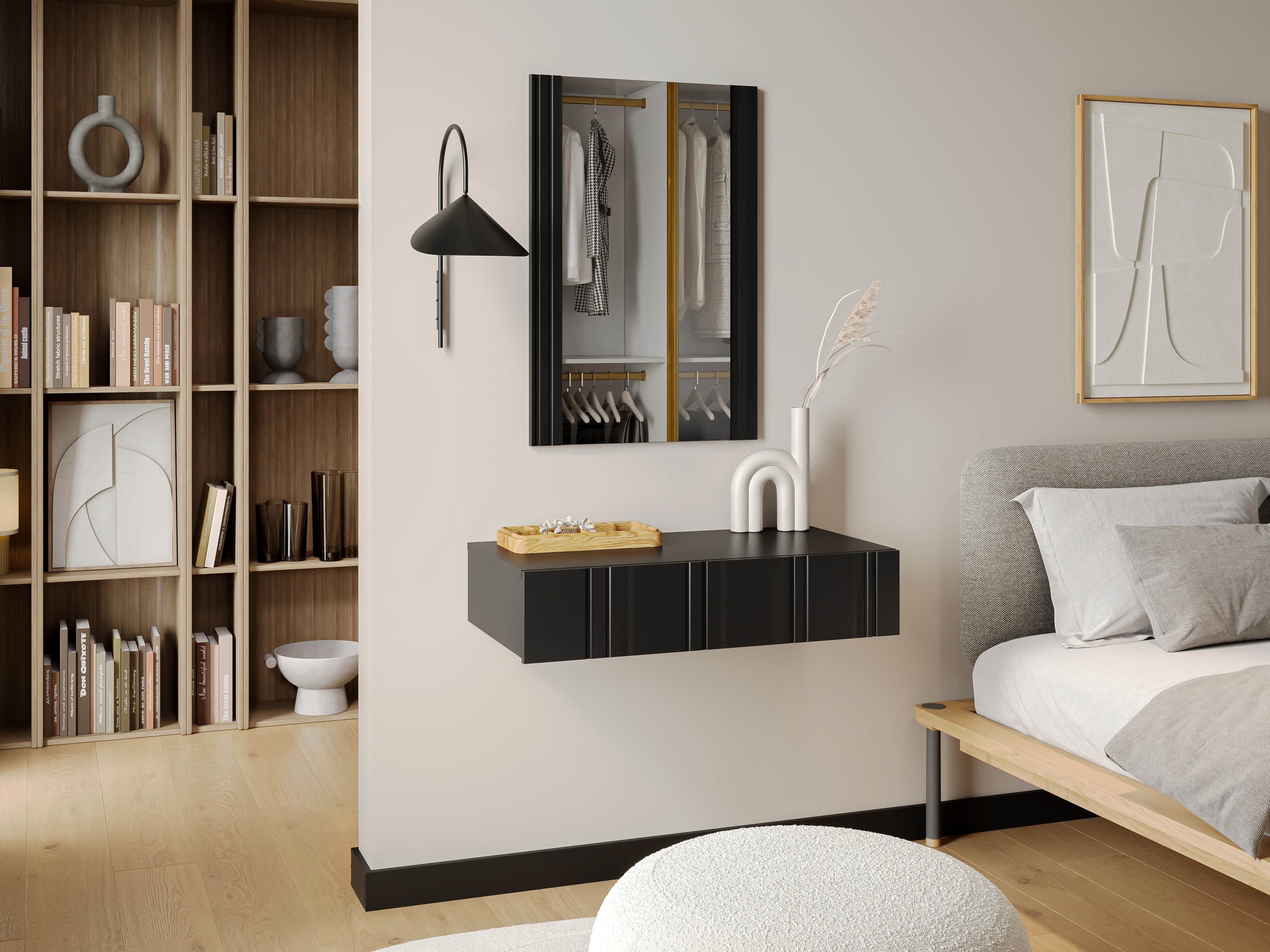 toaletka z lustrem wisząca Milo czarny mat