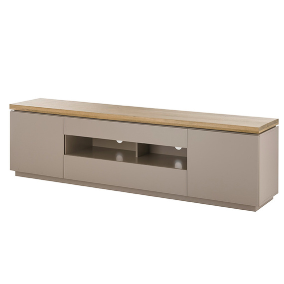 Szafka RTV beżowoszara / drewno akacjowe mat 200 cm Cavo