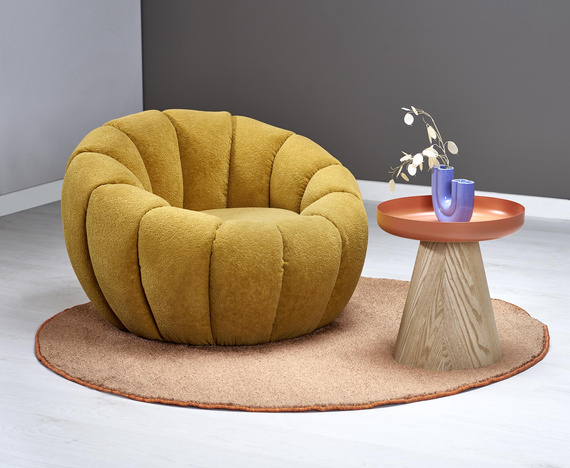 Fotel wypoczynkowy tapicerowany musztardowy Gaspar 2