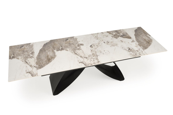 Stół rozkładany biały marmur / czarny mat 180 - 260 x 90 cm Hilario