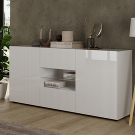 Komoda z szufladami i drzwiami biała połysk 181 cm Corda