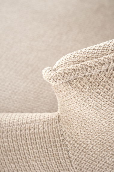 Hoker z oparciem tapicerowany beżowy / czarny H122