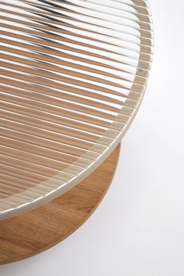 Ława szklana transparentna / naturalny / czarny mat 110 x 54 cm Kamala