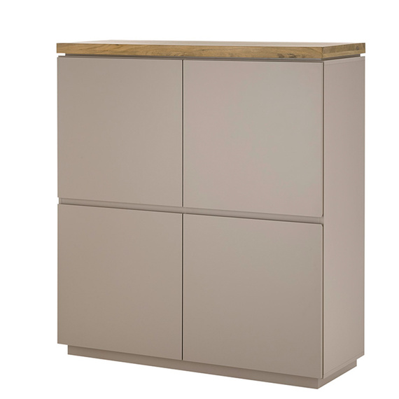 Komoda wysoka z drzwiami beżowoszara / drewno akacjowe mat 113 cm Cavo