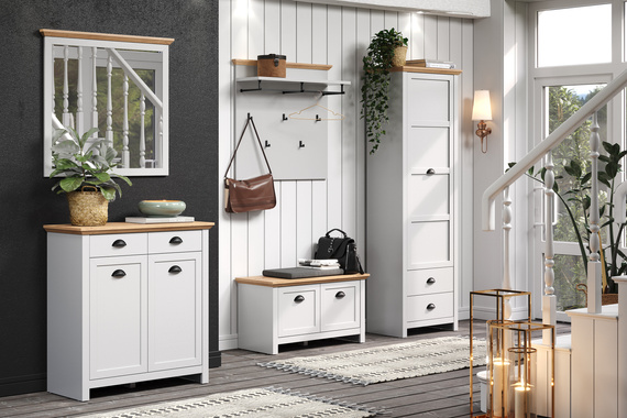 Komoda na buty Tosca, 91 x 41 x 95 cm, jasnoszary, dąb artisan