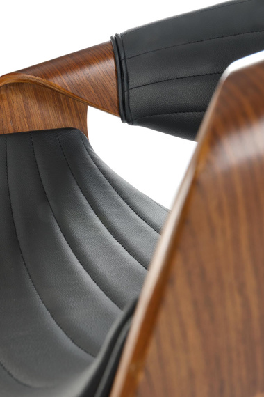 Hoker z oparciem ekoskóra czarny / orzech / srebrny H123