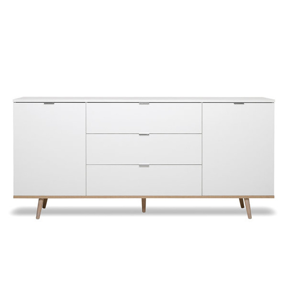 Komoda z szufladami i drzwiami biała / dąb sonoma mat 180 cm Göteborg