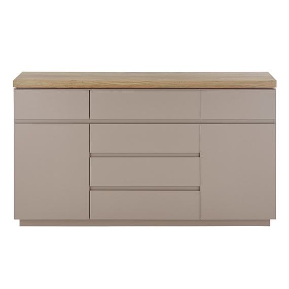 Komoda z szufladami i drzwiami beżowoszara / drewno akacjowe mat 150 cm Cavo