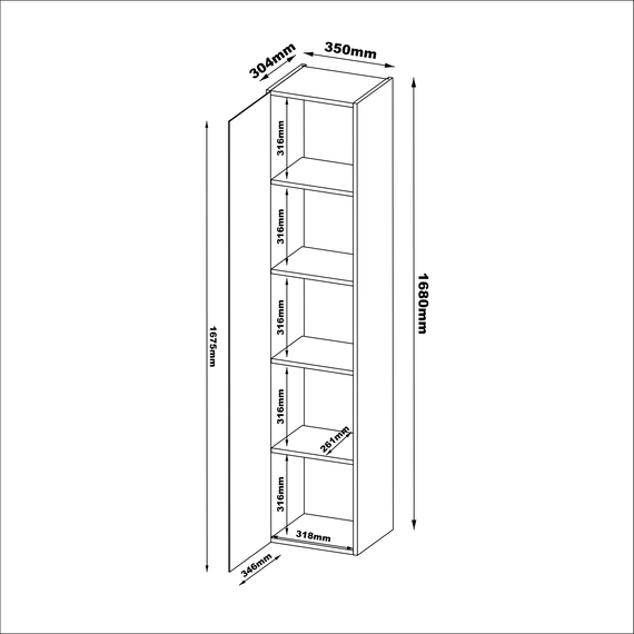 Witryna wisząca przeszklona kaszmir mat 35 x 168 cm Alto