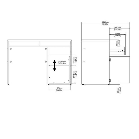 Biurko z szufladą i drzwiami białe / szare połysk 110 cm Function Plus