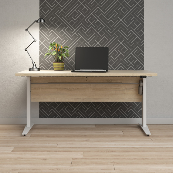 Biurko z regulacją wysokości elektryczne dąb sonoma / białe mat 150 cm Prima