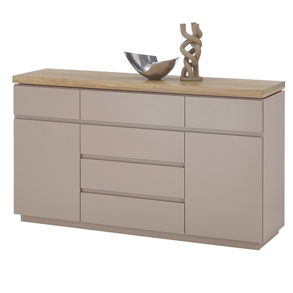 Komoda z szufladami i drzwiami beżowoszara / drewno akacjowe mat 150 cm Cavo