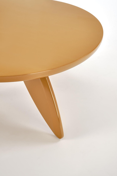 Stolik kawowy okrągły musztardowy połysk 80 cm Soraya