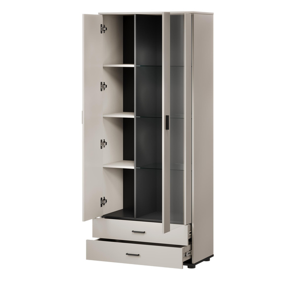 Witryna dwudrzwiowa z szufladami kaszmir mat 80 x 192 cm Simple