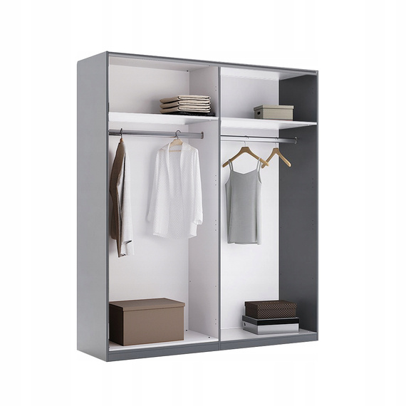 Szafa czterodrzwiowa antracyt / grafit mat 179 x 210 cm Teo