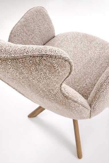 Krzesło do jadalni tapicerowane beżowe / orzech K585