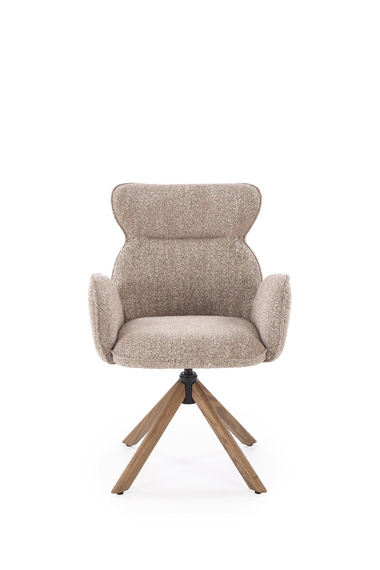 Krzesło do jadalni tapicerowane beżowe / orzech K585