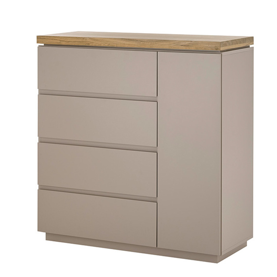 Komoda z szufladami i drzwiami beżowoszara / drewno akacjowe mat 100 cm Cavo