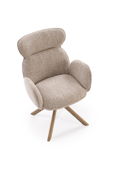 Krzesło do jadalni tapicerowane beżowe / orzech K585