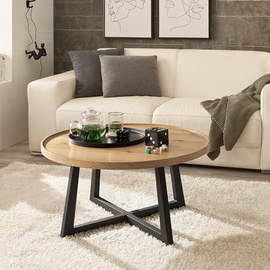 Stolik kawowy okrągły dąb olejowany / czarny mat 80 cm Origo