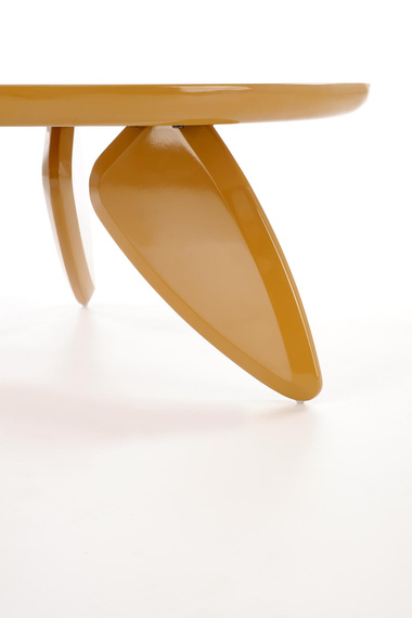 Stolik kawowy okrągły musztardowy połysk 80 cm Soraya