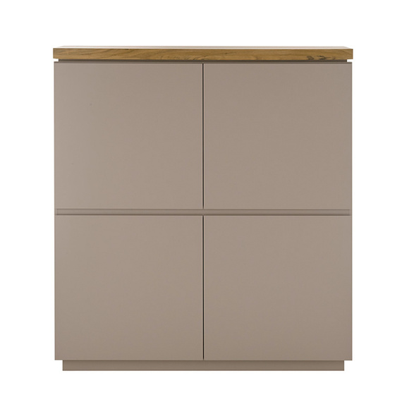 Komoda wysoka z drzwiami beżowoszara / drewno akacjowe mat 113 cm Cavo