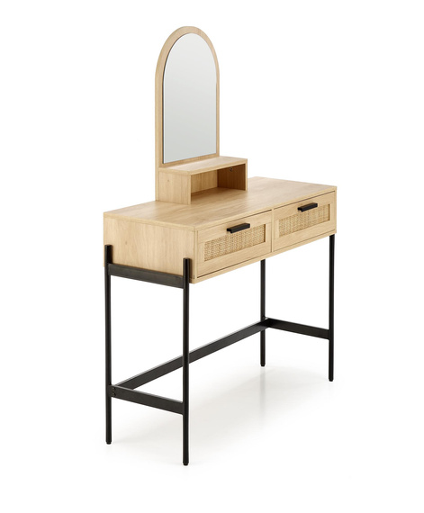 Toaletka z lustrem naturalna / czarna 104 cm Carmen