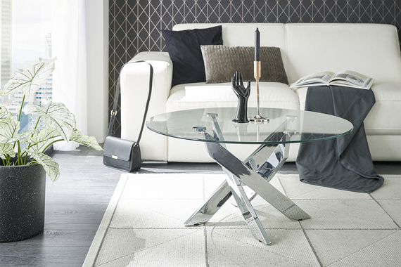 Stolik kawowy okrągły szklany / czarny  80 x 45 cm Axis