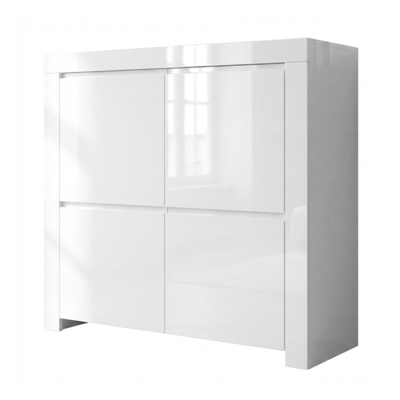 Komoda wysoka z drzwiami biała wysoki połysk 119 cm Amaretto