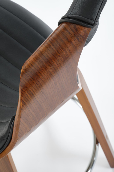 Hoker z oparciem ekoskóra czarny / orzech / srebrny H123