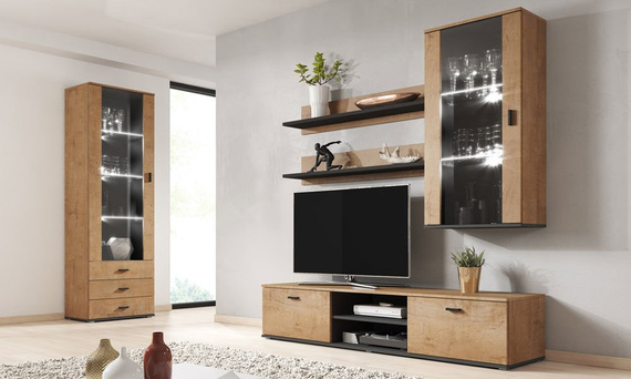 Witryna wisząca przeszklona dąb lefkas mat 60 x 112 cm Simple