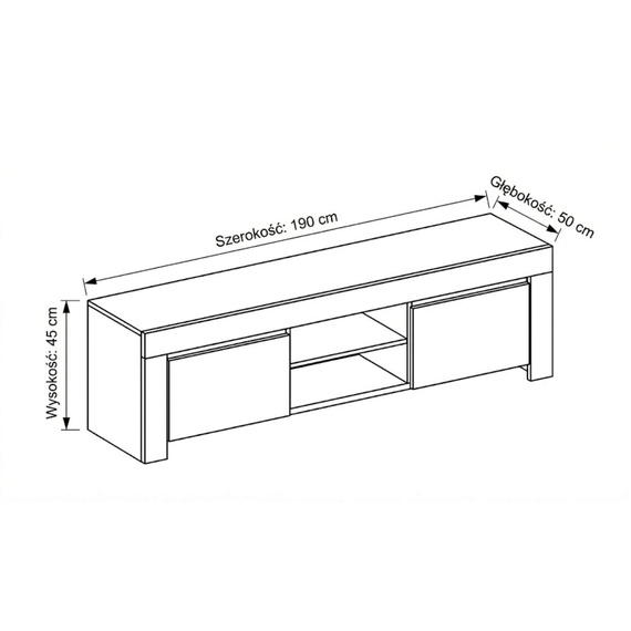Szafka RTV biała połysk 190 cm Amaretto