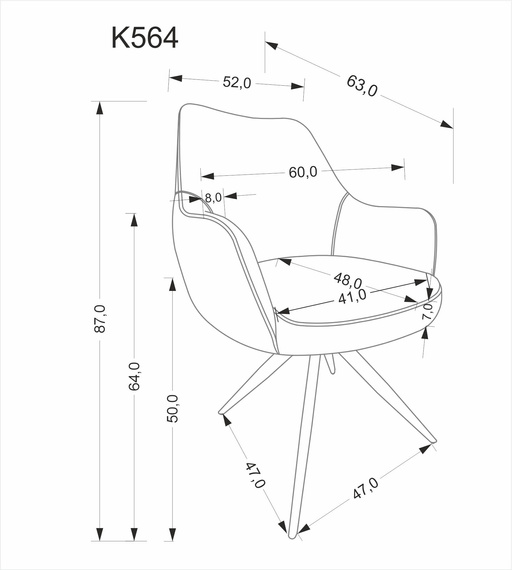 Krzesło obrotowe do jadalni tapicerowane beżowe K564