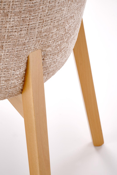 Krzesło do jadalni tapicerowane beżowe / dąb Basso