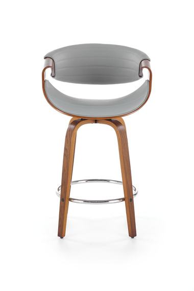 Hoker z oparciem ekoskóra szary / orzech / srebrny H123