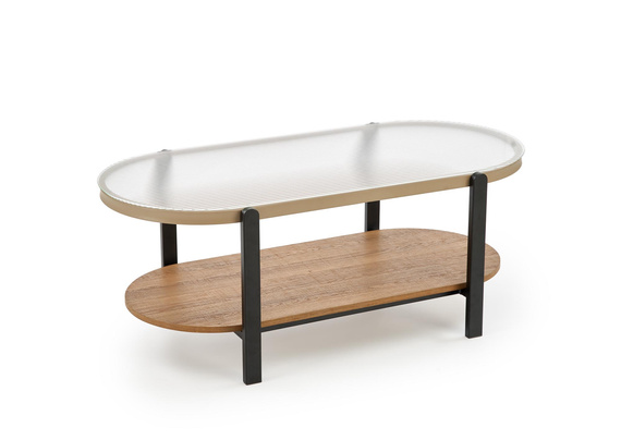 Ława szklana transparentna / naturalny / czarny mat 110 x 54 cm Kamala