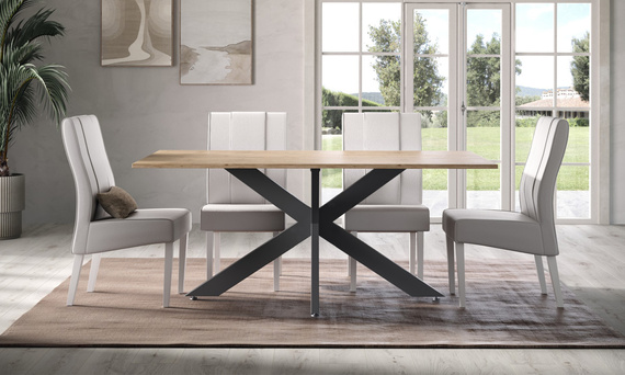 Stół do jadalni dąb Cadiz / czarny mat 180 x 90 cm Avina