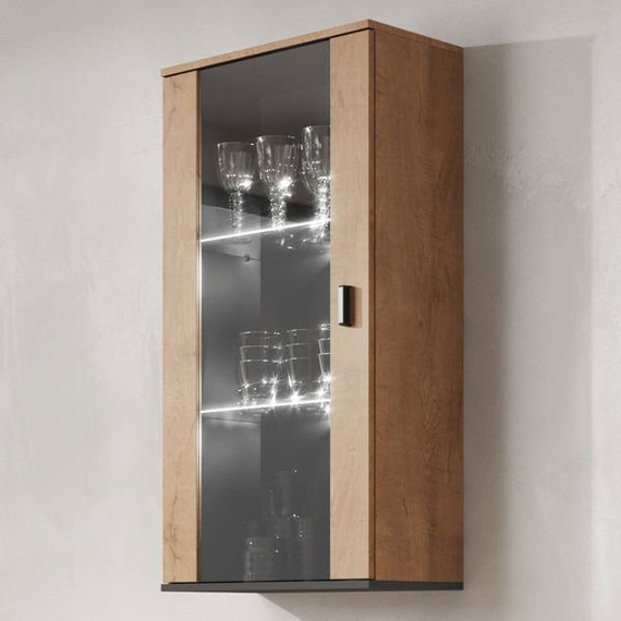 Witryna wisząca przeszklona dąb lefkas mat 60 x 112 cm Simple