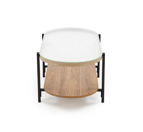 Ława szklana transparentna / naturalny / czarny mat 110 x 54 cm Kamala