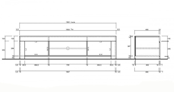 Szafka RTV biała połysk 190 cm Amaretto