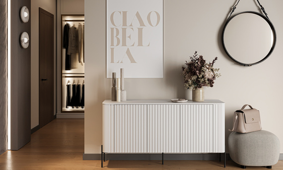 Komoda z drzwiami biała mat 150 cm Aria