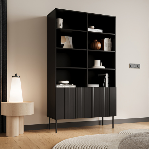 Regał do salonu czarny mat 100 x 40 x 175 cm Milo