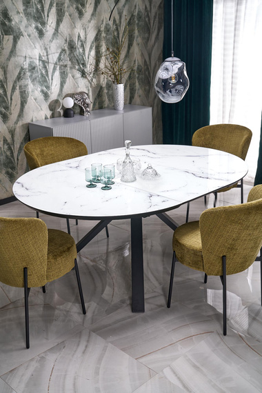 Krzesło do jadalni tapicerowane oliwkowe / czarne K590