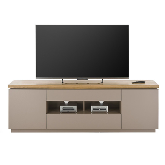 Szafka RTV beżowoszara / drewno akacjowe mat 173 cm Cavo