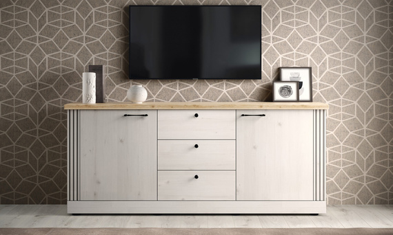 Komoda z szufladami i drzwiami dąb Meringa/dąb Cadiz mat 211 cm Avina